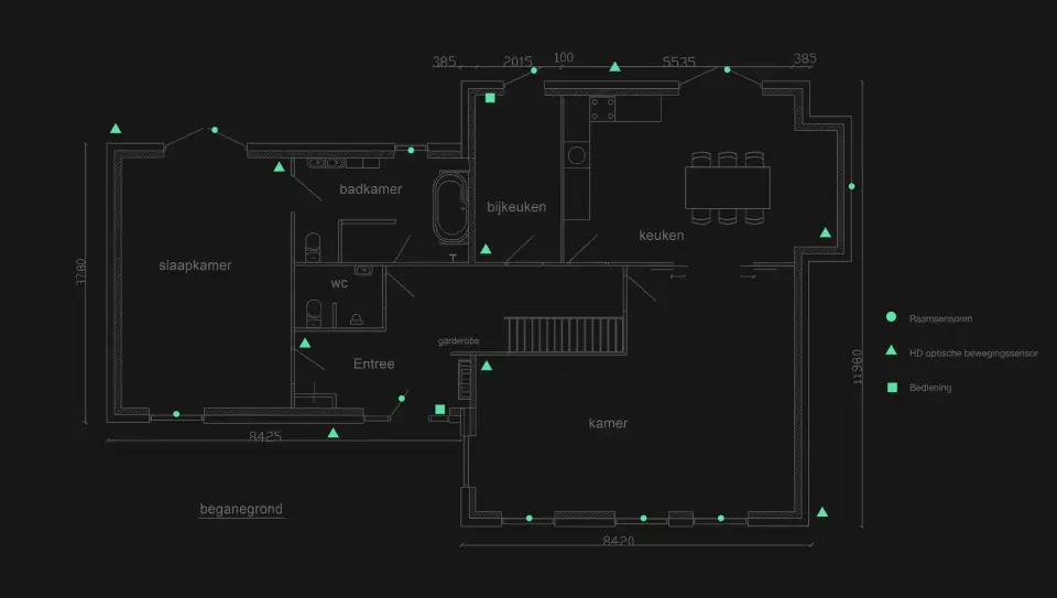 plattegrond met beveiligingszones